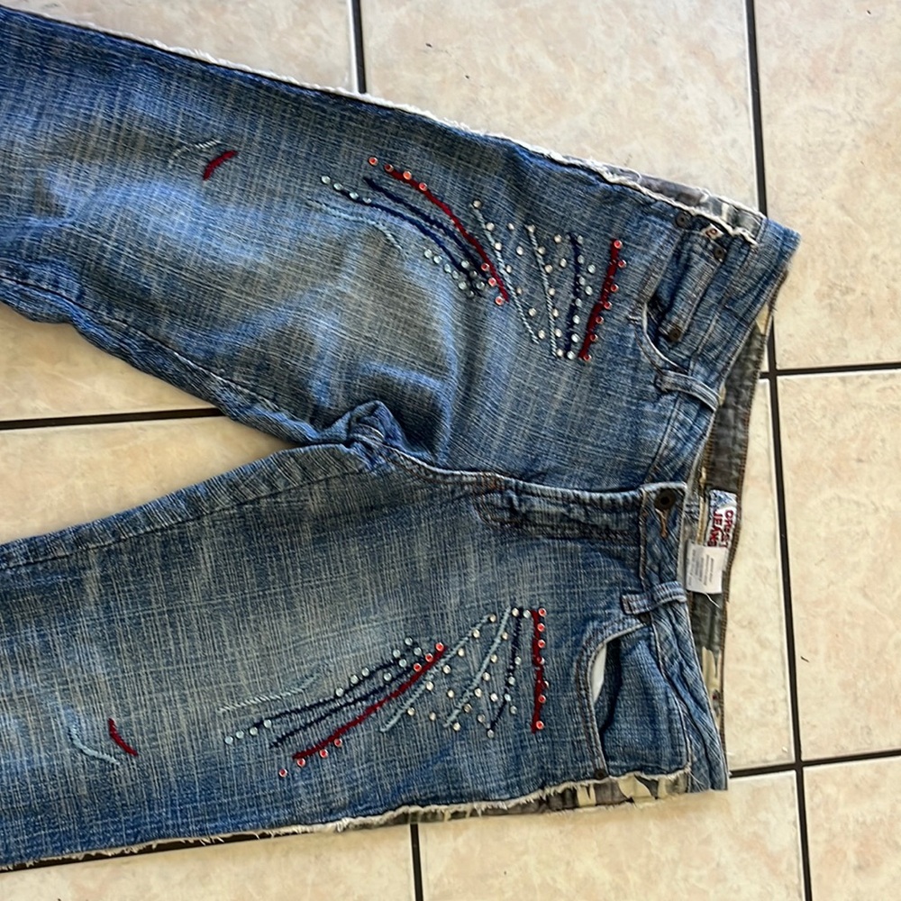 Vintage washed up blue bootcut jeans